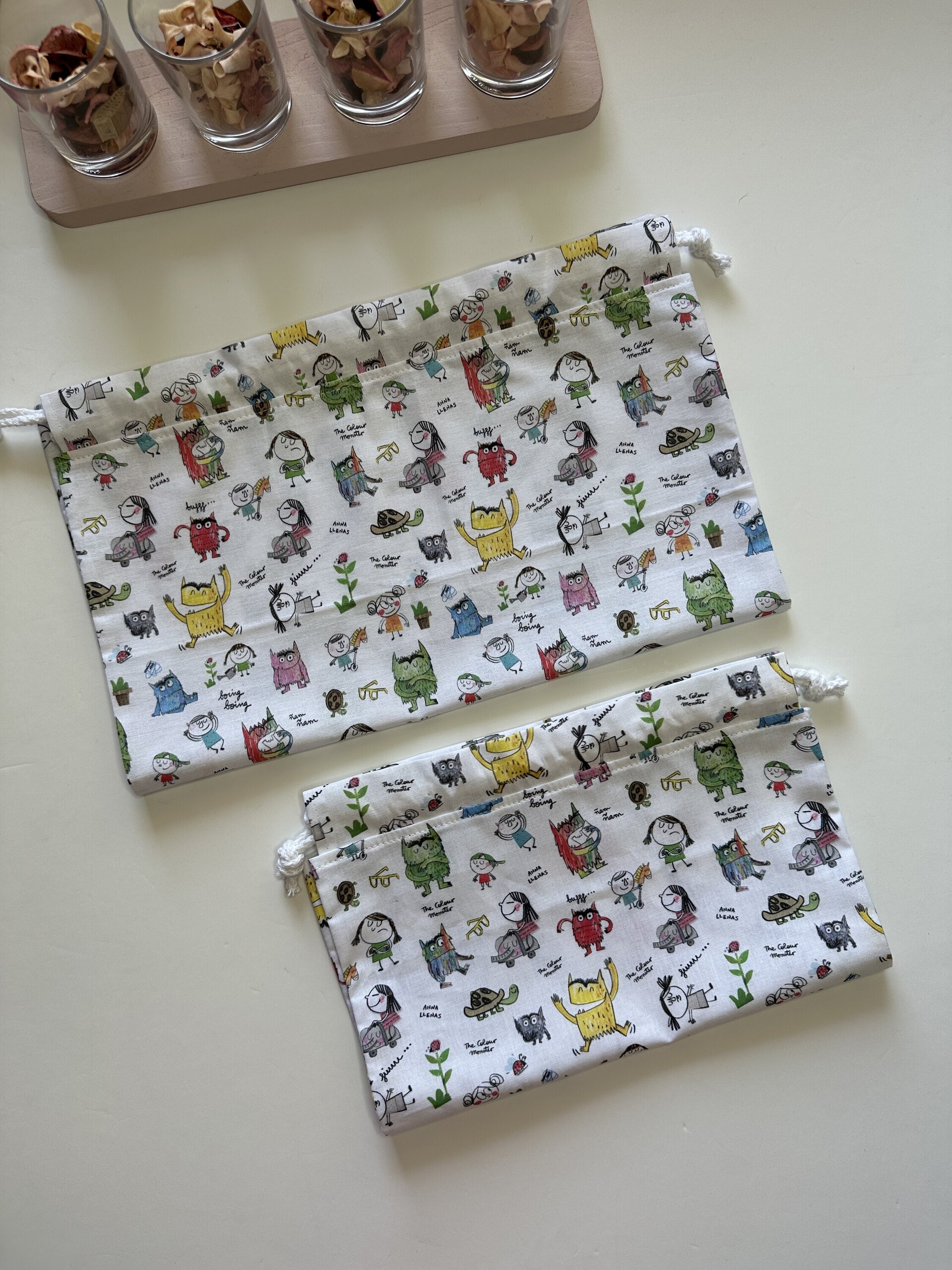 Pack bolsa para desayuno / merienda y bolsa muda Monstruo Colores - 1